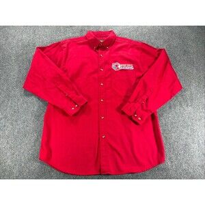 Vintage Matco Tools Racing Shirt Button Up Long Sleeve Work Large Red